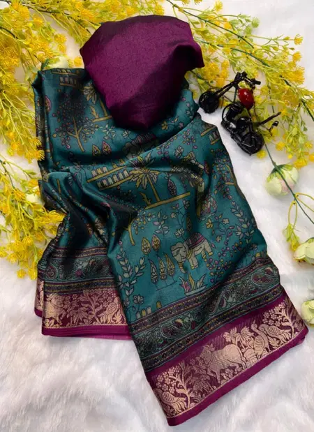 Tew Soft Dola Silk With Kalamkari Design Sarees Wholesalers In Delhi